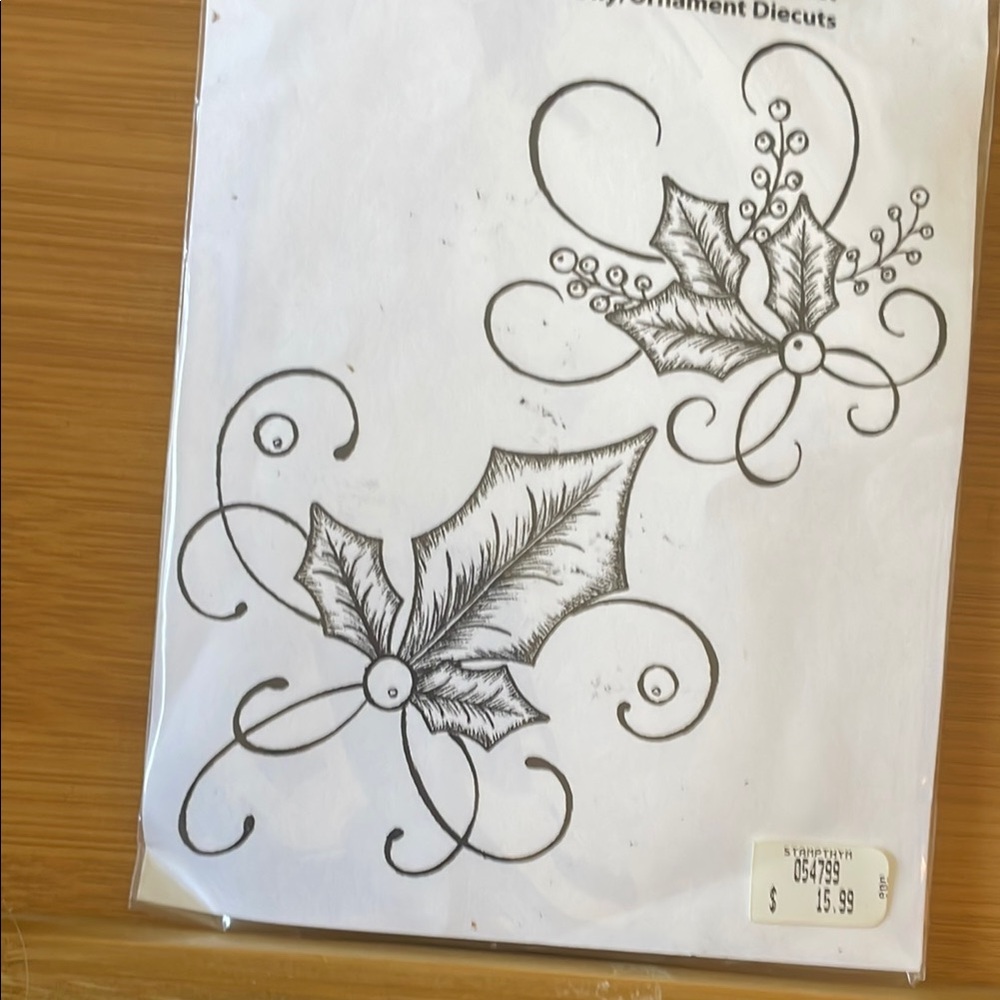 Decorative holiday swirls rubber stamps.